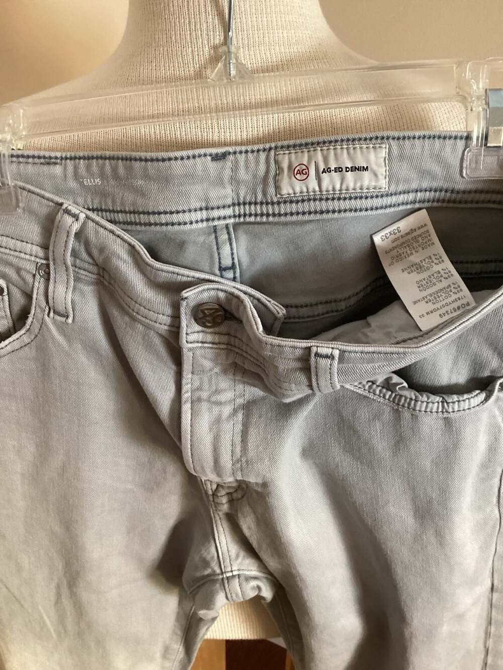 AG Jeans Tellis Modern Slim Fit Jeans Light Grey Wash Size 33x33
