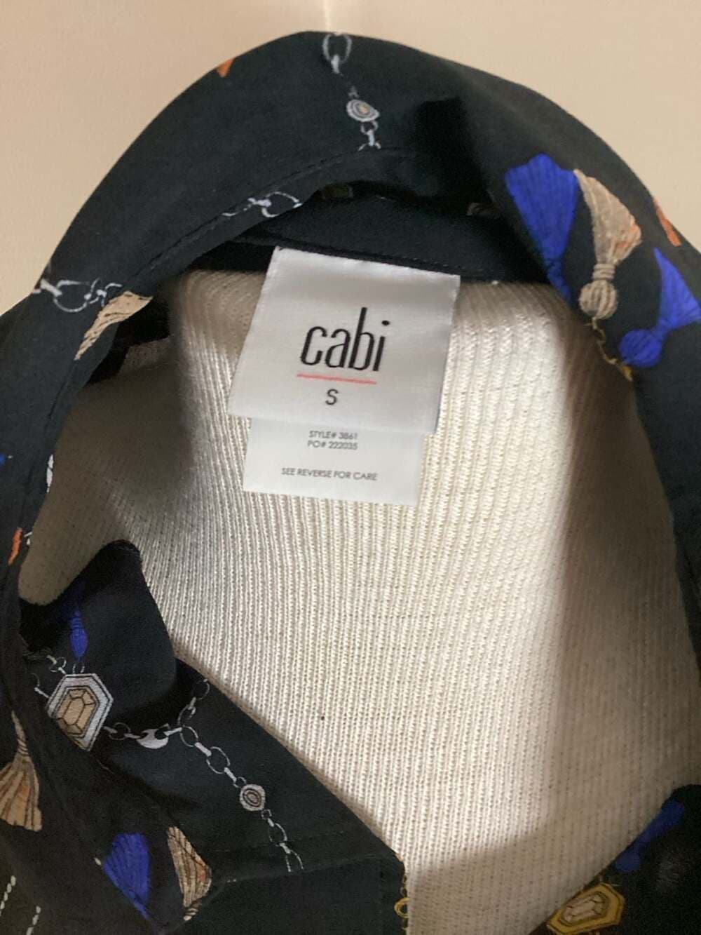 cabi Chiffon Charm Blouse in Black Link Print