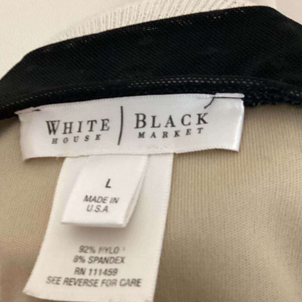 White House Black Market Black Polka Dot Mesh Surplice Cami Top Size L