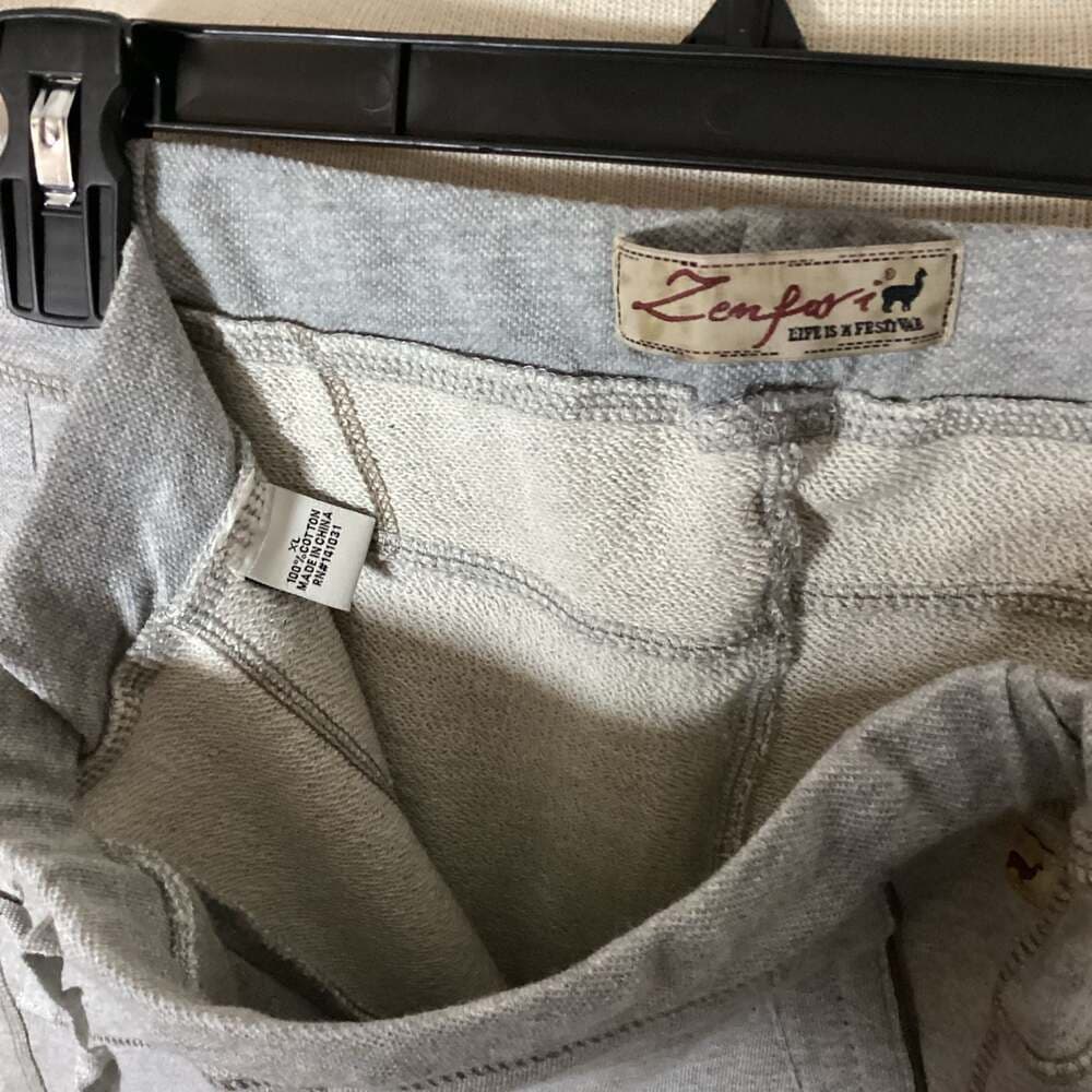Zenfari Grey 100% Cotton Lounge Sweatpants with Patch Pockets Size XL