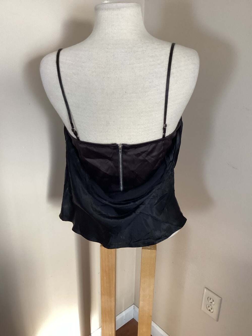 ASTR The Label Black Satin Layered Cowl Neck Corset Top Size L