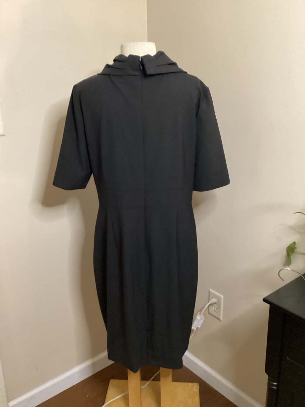 Antonio Melani Black Cowl-Neck Belted Sheath Dress Size 14