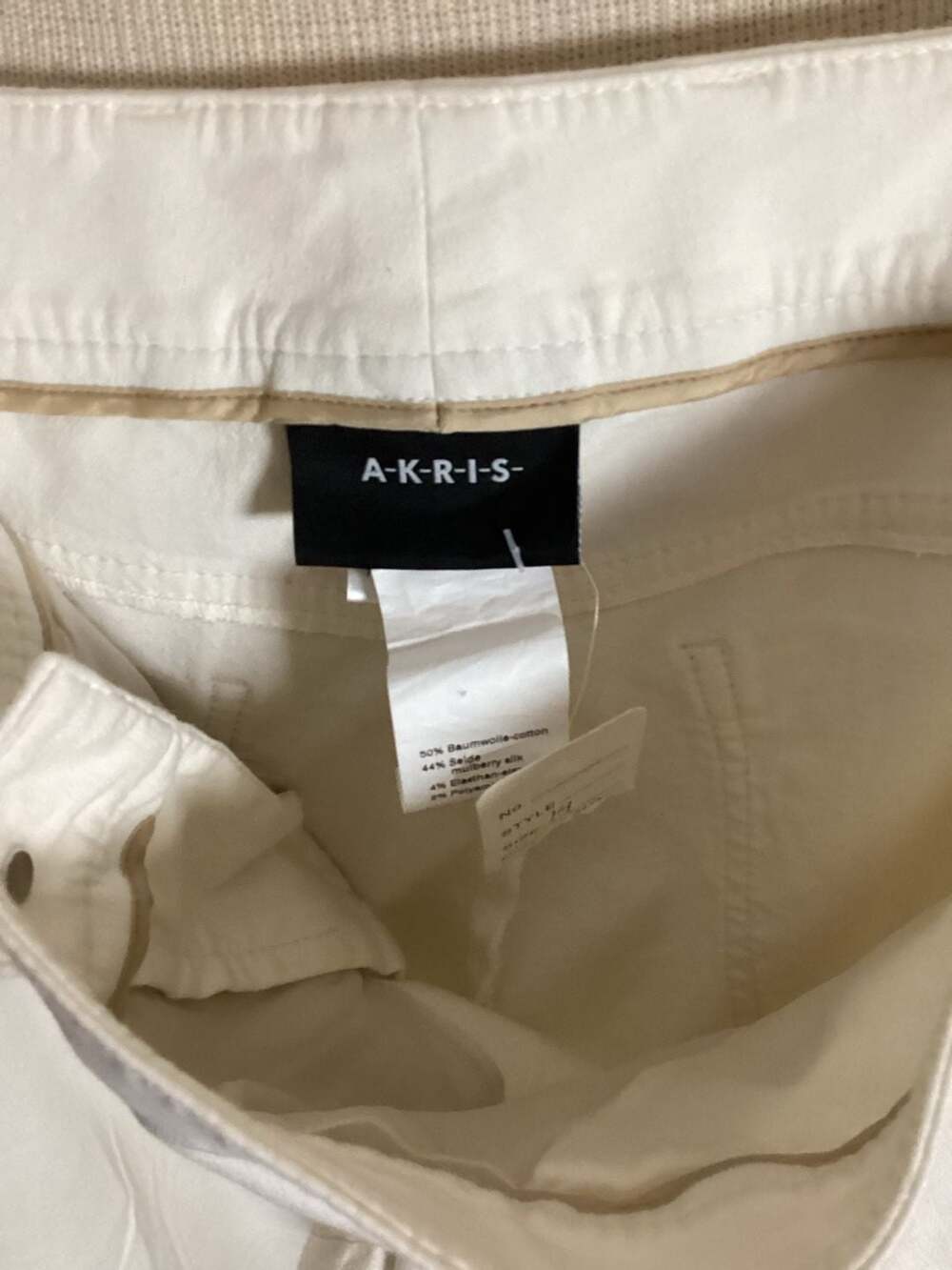 Akris Silk and Cotton Blend White Straight Leg Trousers