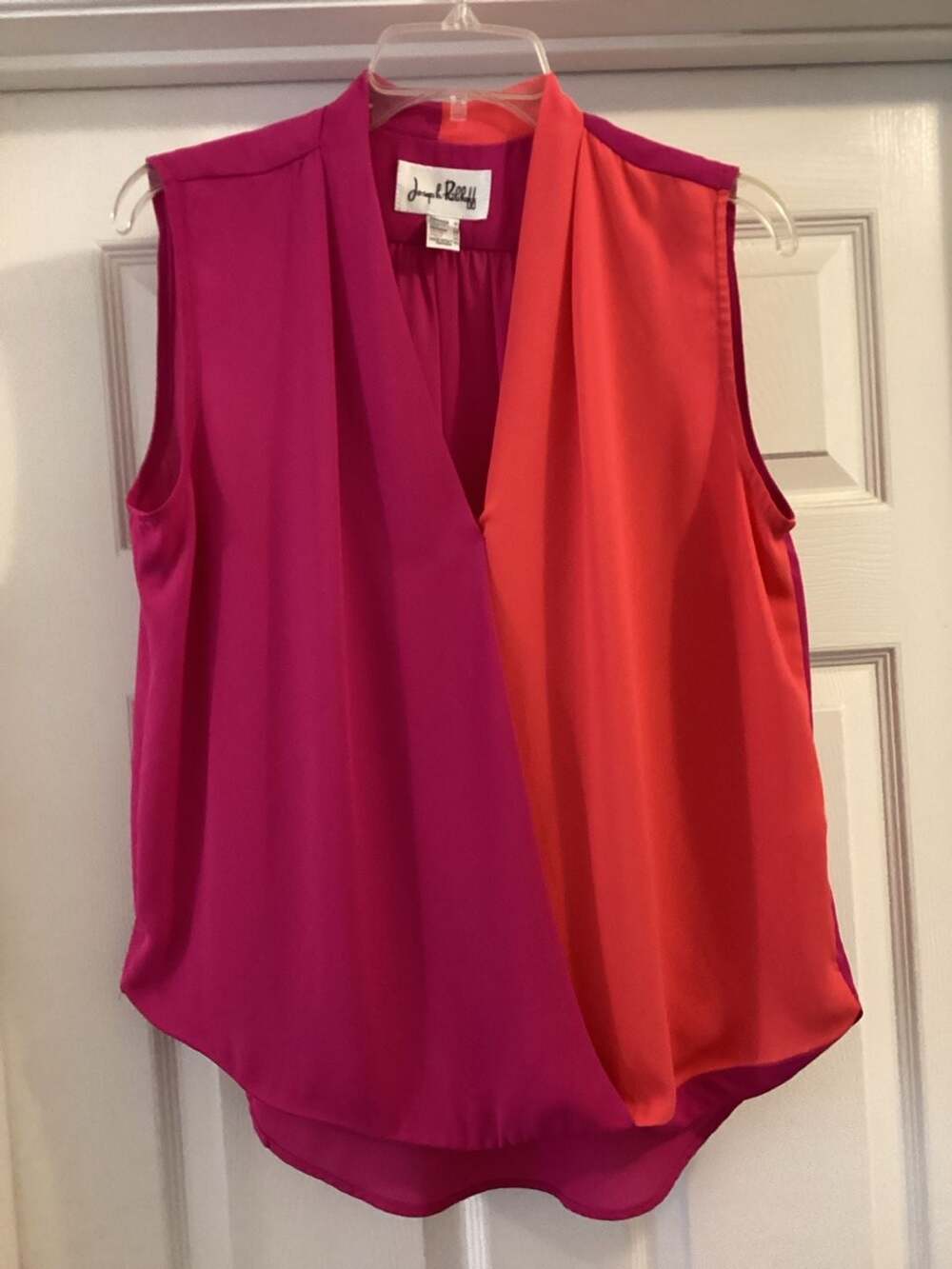 Joseph Ribkoff Colorblock Surplice V-Neck Sleeveless Blouse