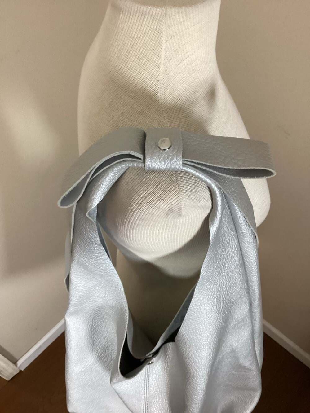 Kimchi Blue Silver Metallic Bow Hobo Shoulder Bag