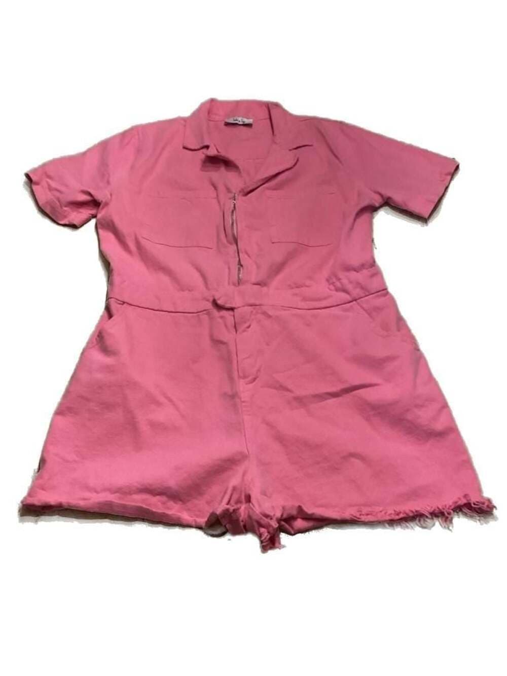 Sadie & Sage Pink Zip Front Utility Romper Size L
