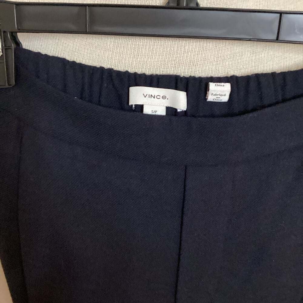 Vince Navy Blue Flat-Front Pull-On Tapered Trouser Pants