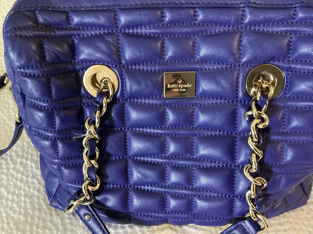 Kate Spade New York Gold Coast Ginnifer Quilted Leather Satchel Bag Blue