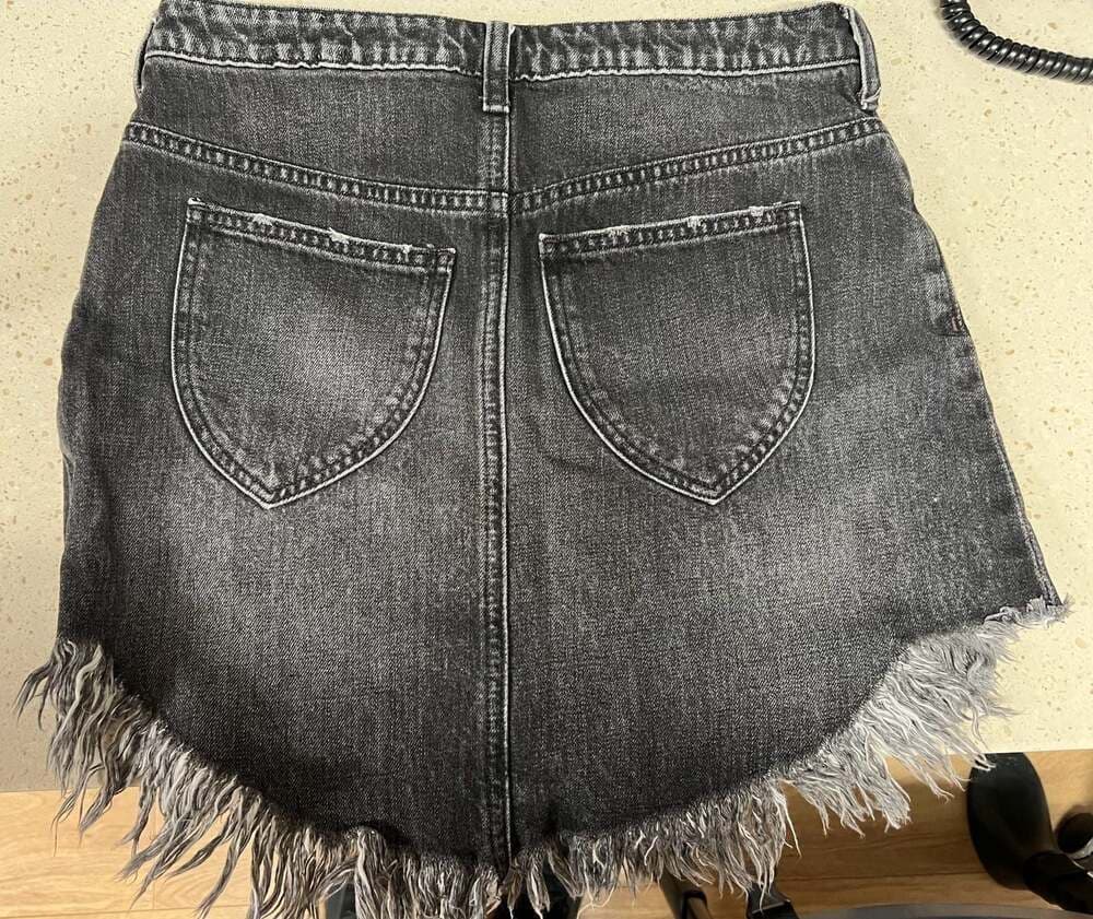 We The Free Free People Maverick Bailey Frayed Denim Mini Skirt Black Size 28