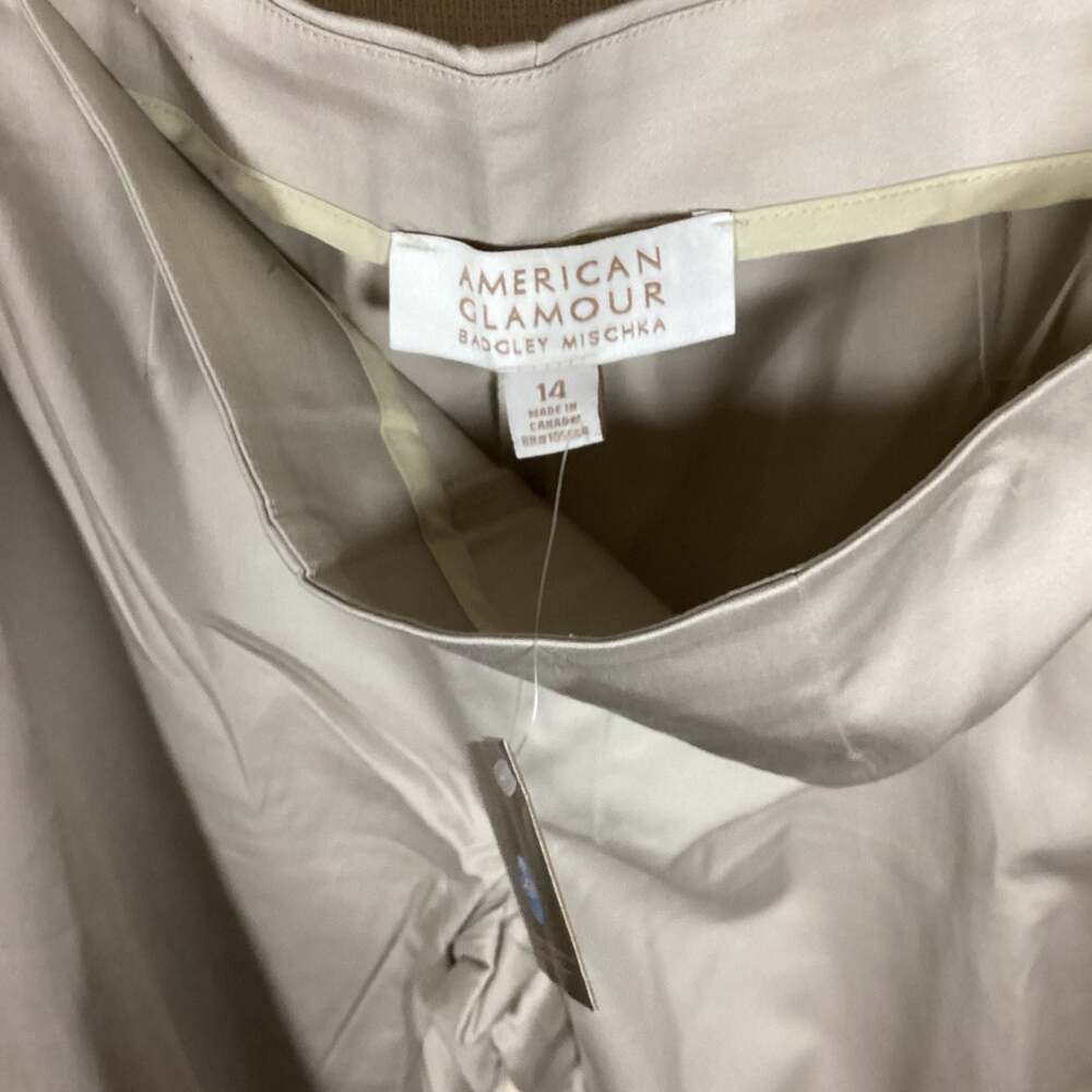 American Glamour Badgley Mischka Champagne Satin Dress Pants Size 14