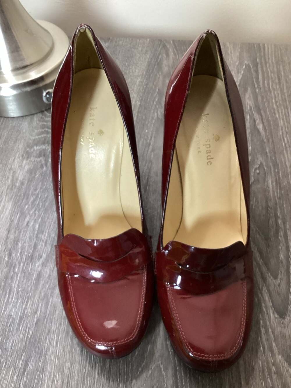 Kate Spade Jolene Burgundy Patent Leather Loafer Pumps