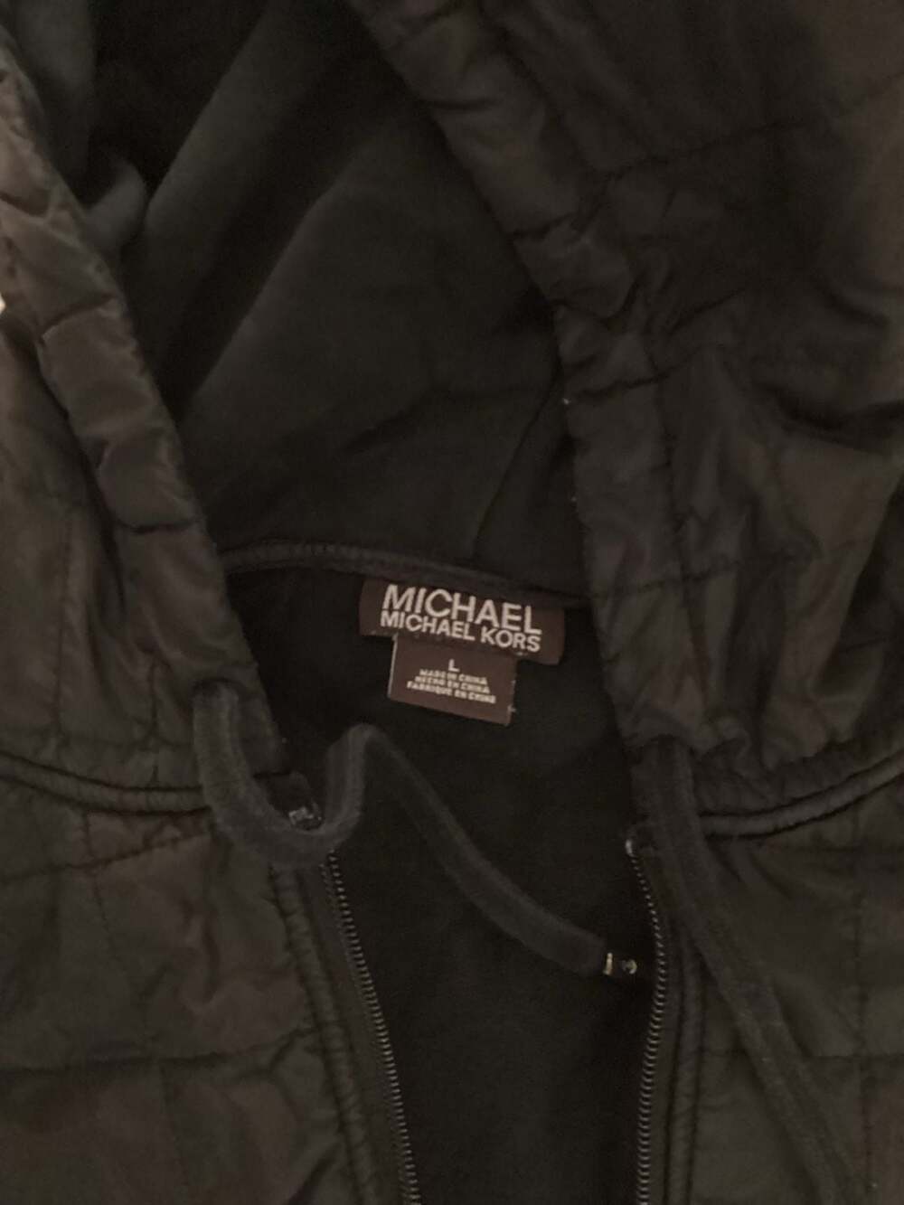 Michael Kors Black Quilted Front Hooded Vest Size L