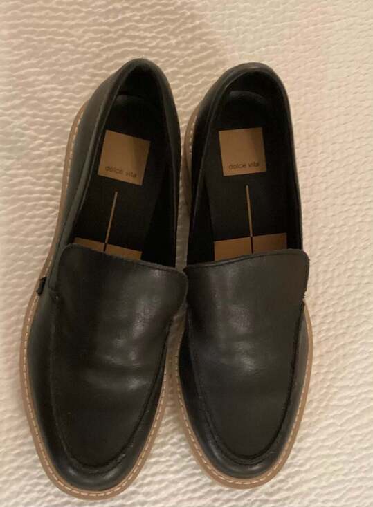 Dolce Vita Huey Black Leather Lug Sole Platform Loafers Size 9
