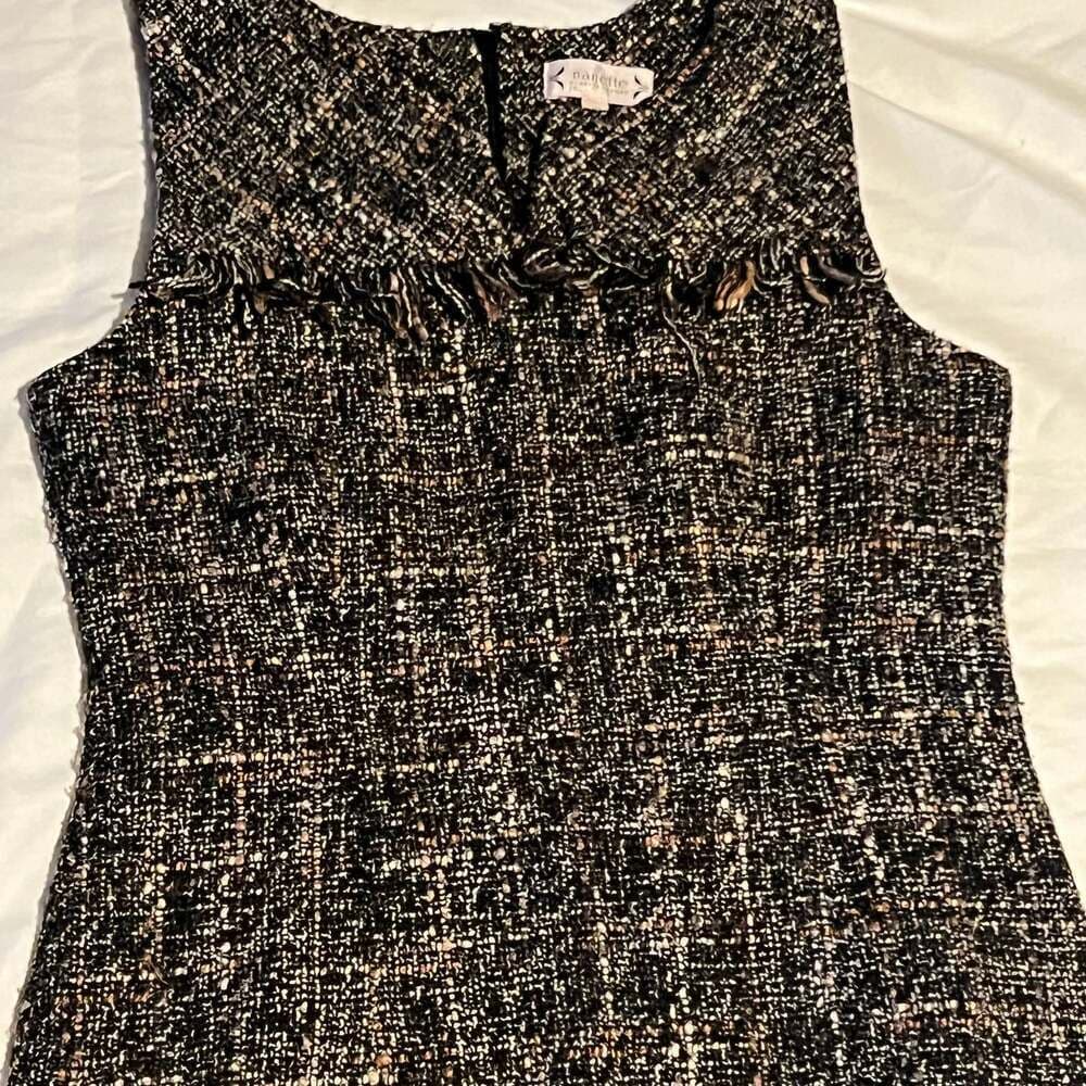 Nanette Nanette Lepore Brown Rustic Tweed Fringed Sleeveless Sheath Dress