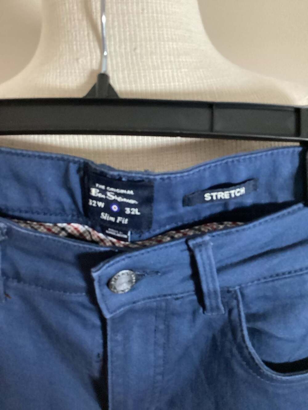 Ben Sherman Men's Stretch Slim Fit Five-Pocket Chino Pants in Blue