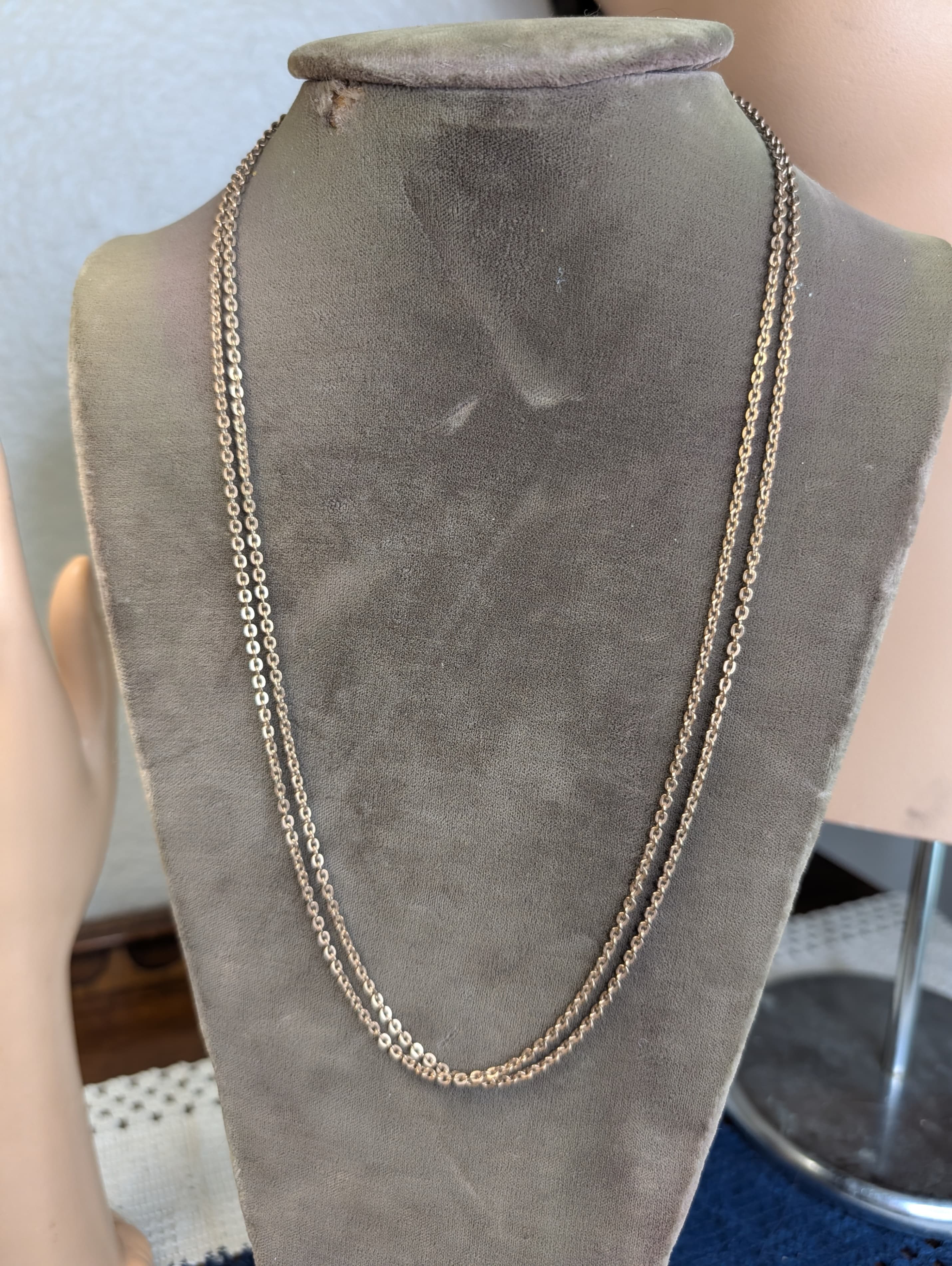 Antique Rose Gold-Tone Long 24" Chain with stamped MR Hook Clasp