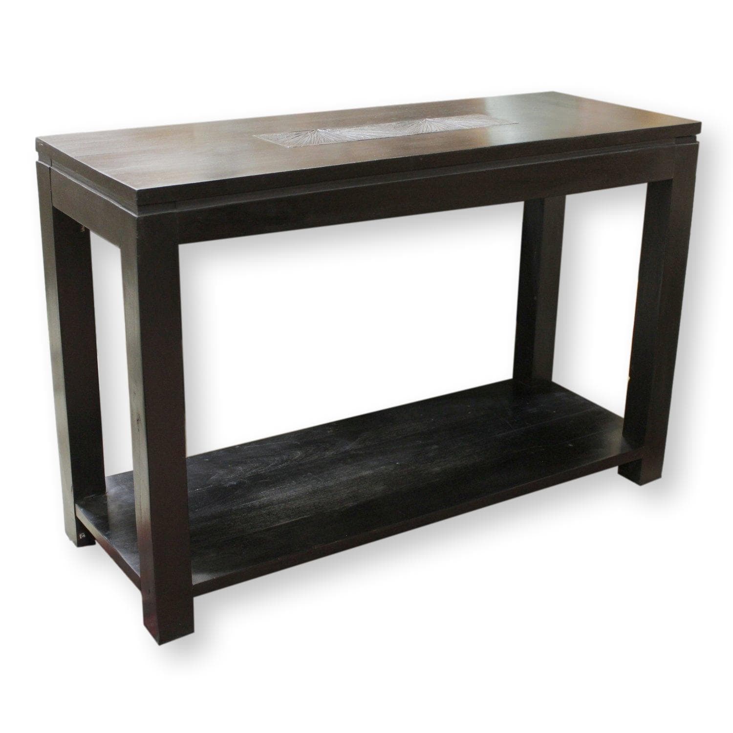 Black Console Table w/Carved Thistle Design - Black