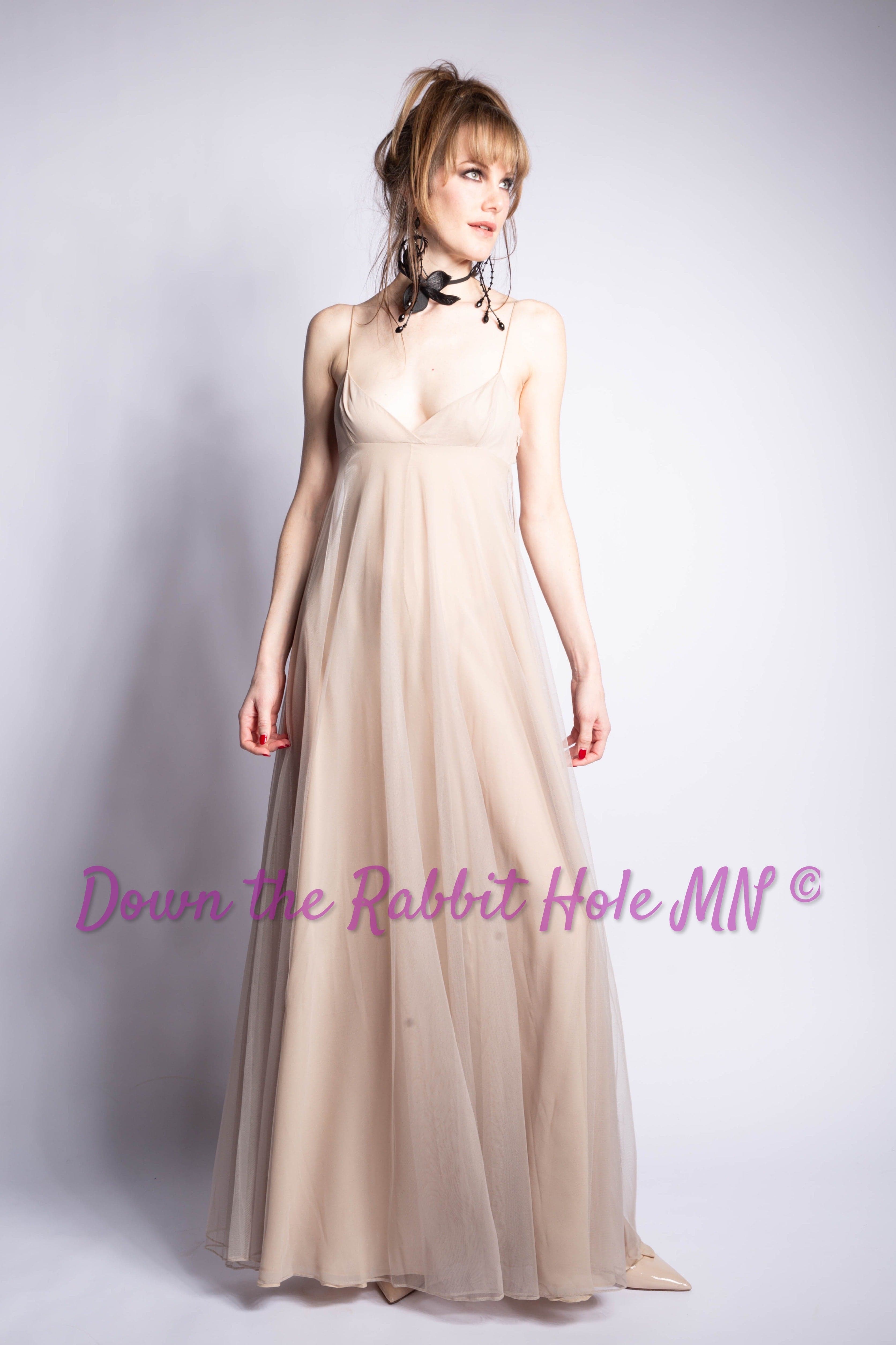 Gucci by Tom Ford 1998 Runway Champagne Tulle Gown Size IT38 - IT38