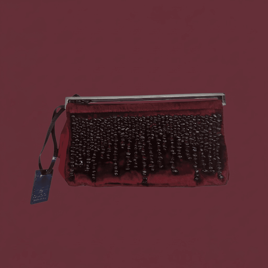 Gucci Tom Ford 1999 red velvet beaded clutch bag