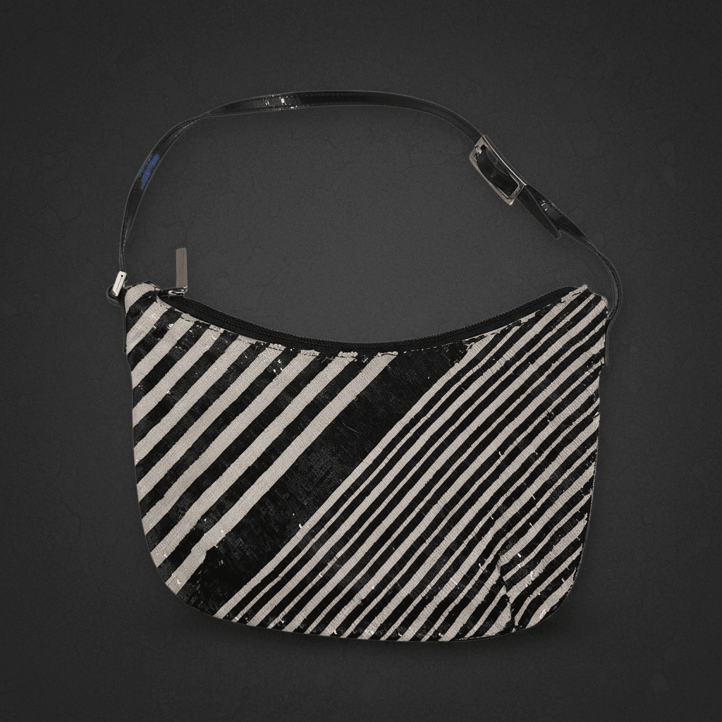Gucci Tom Ford 2000 black and white striped beaded bag