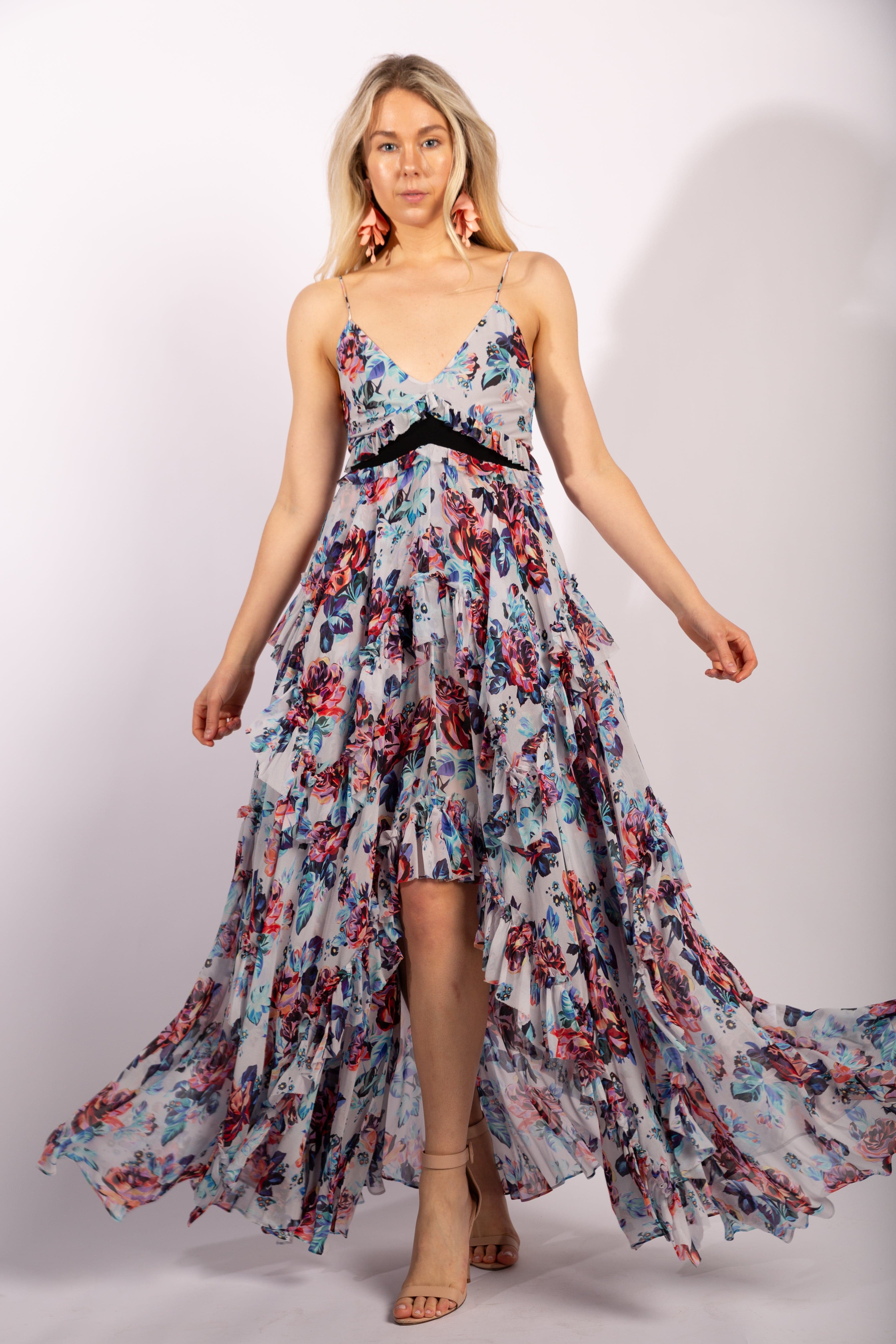 Mary Katrantzou Floral Chiffon Maxi Gown 2016, US 6