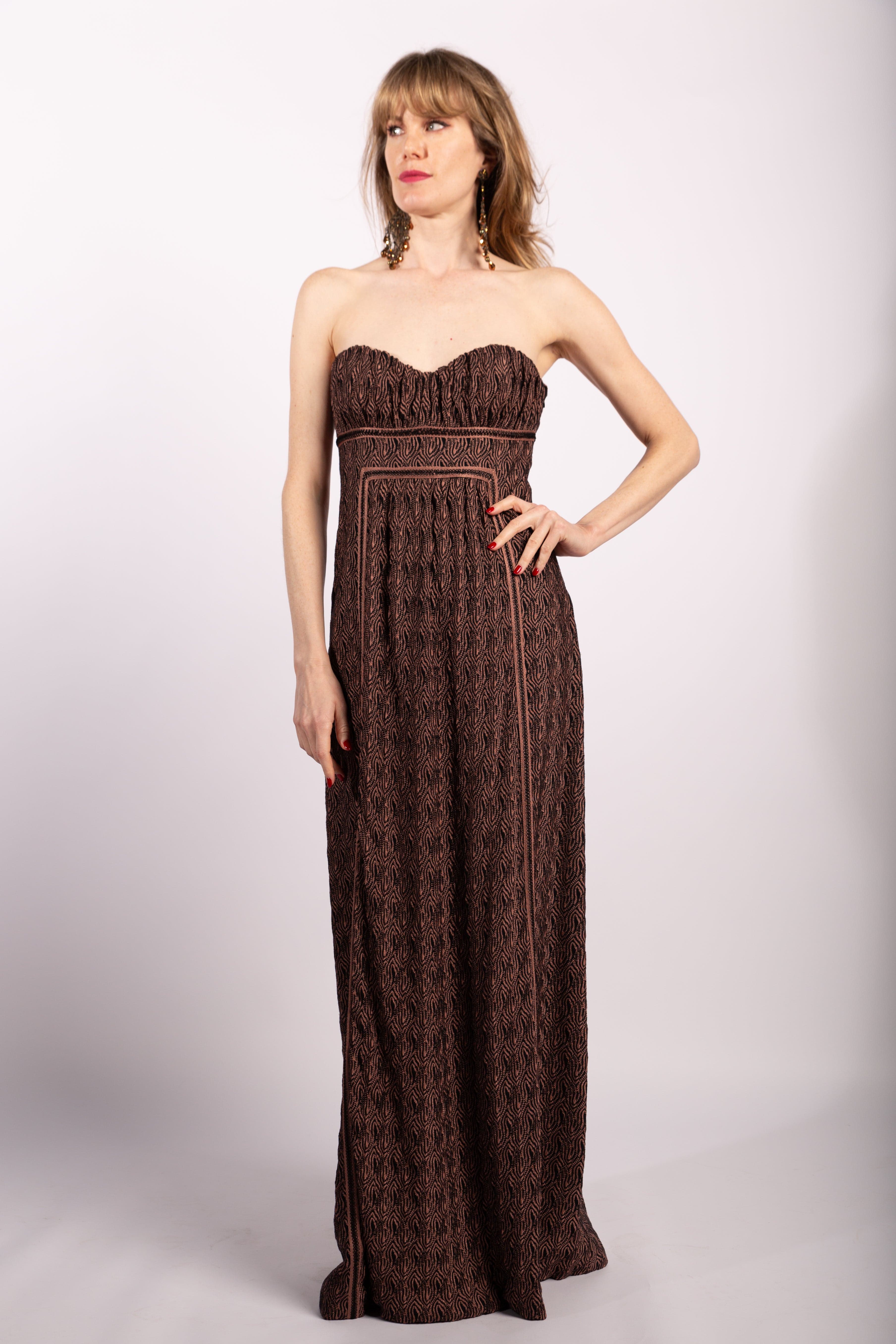 Vintage Orange Label Missoni Strapless Pointelle Knit Gown, Size IT42