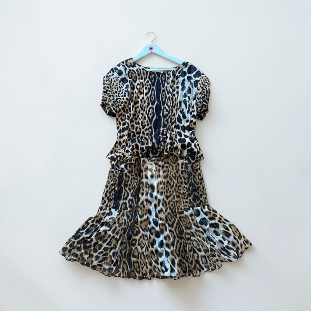 Archival SS 2002 Tom Ford for Yves Saint Laurent Rive Gauche Leopard silk chiffon set F 42