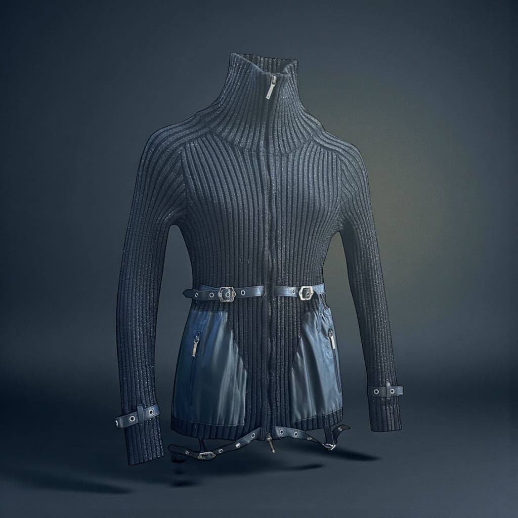 Christian Dior 2003 Galliano sweater jacket black bondage