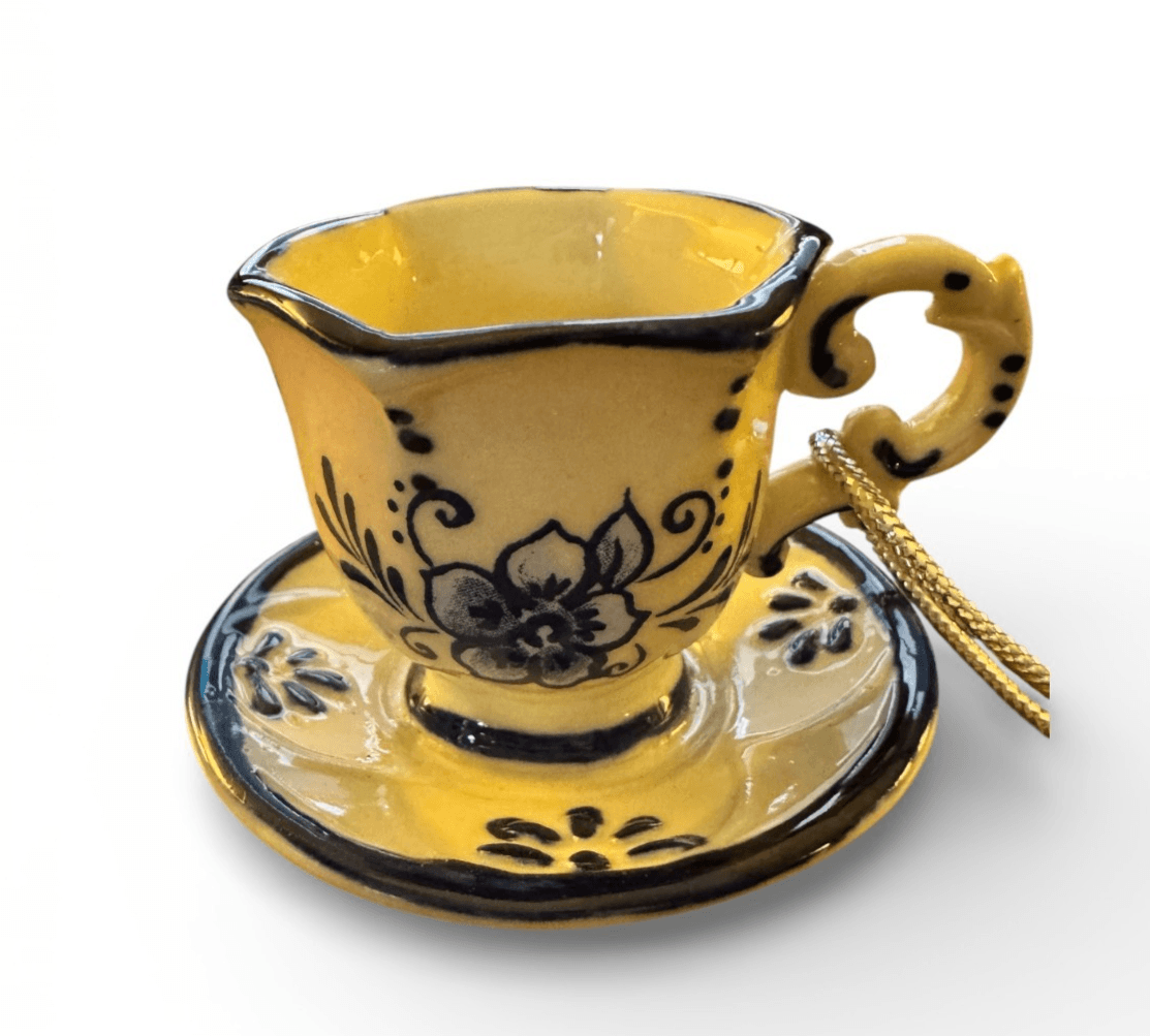 White & Blue Tea Cup Ornament
