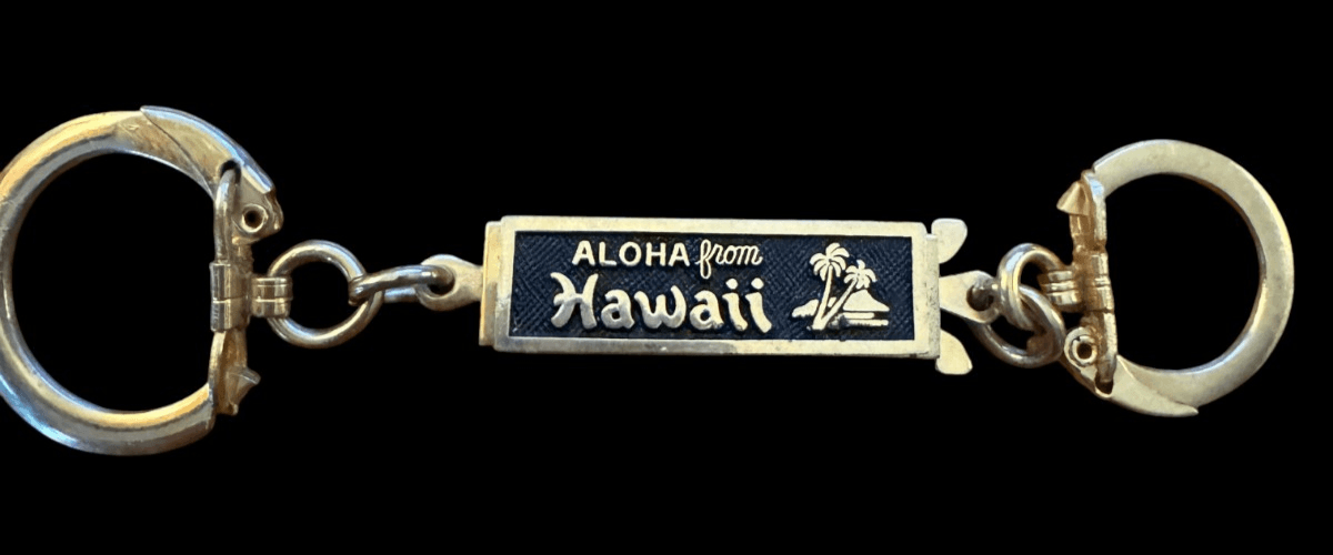Vintage Goldtone " Aloha from Hawaii" Split Key Ring