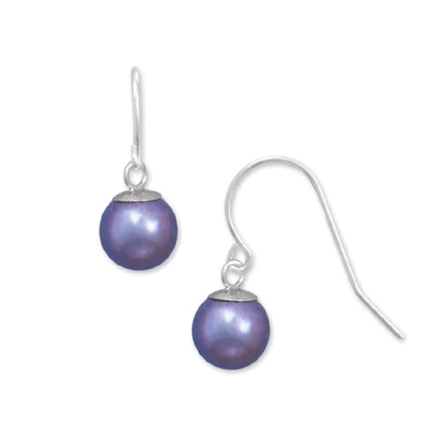 Freshwater cultured Peacock Sterling Sterling French wire earrings 7.5mm