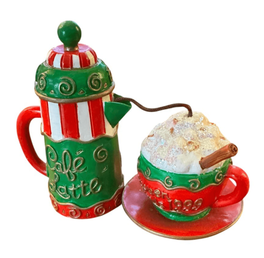 Cafe Latte Cup & Coffee Pot Ornament 1999