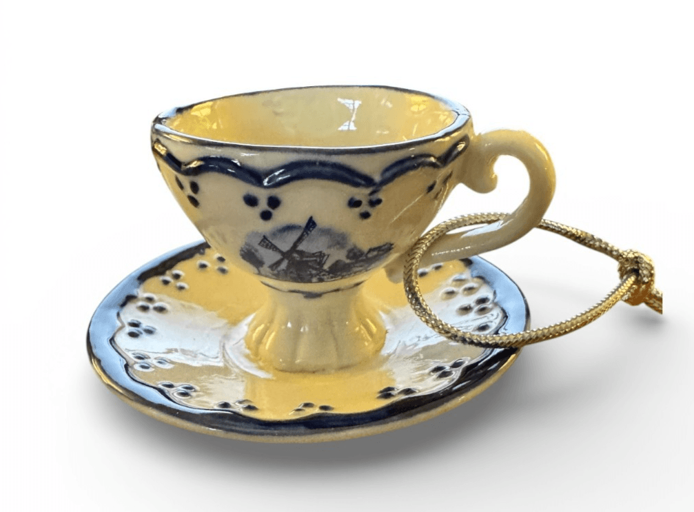White & Blue Tea Cup Ornament