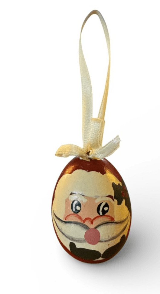 Hand Painted Wood Santa Ornament