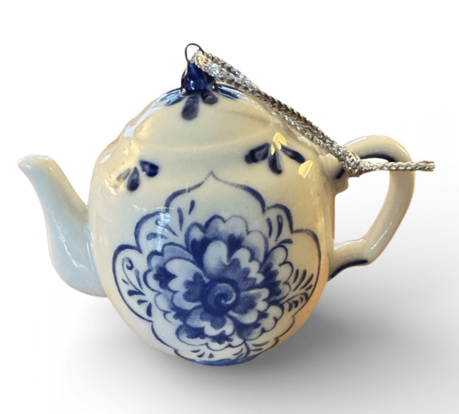 Blue & White Flower Coffee Pot Ornament