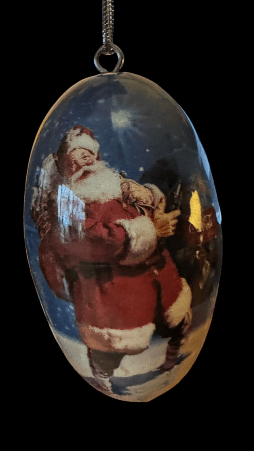 Coke Santa Egg Ornament Signed