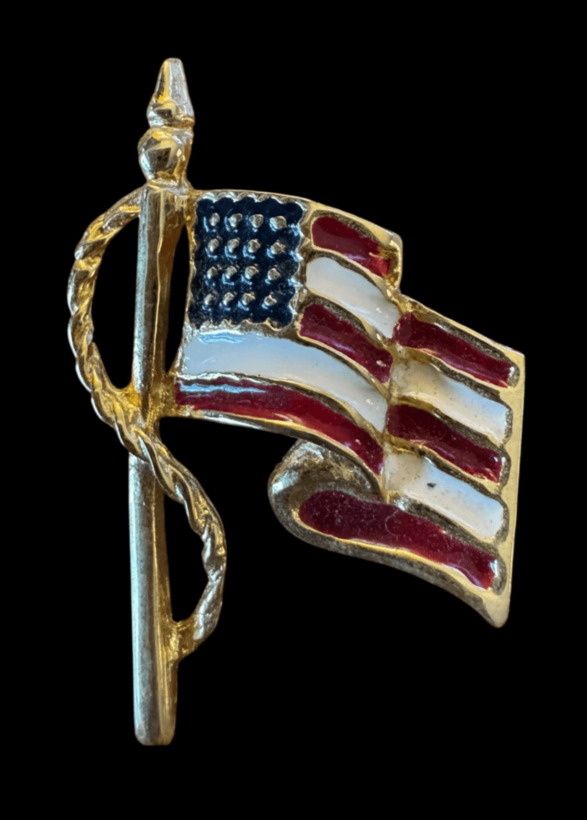 Vintage Jewelry US Flag Pin Made in USA! Signed