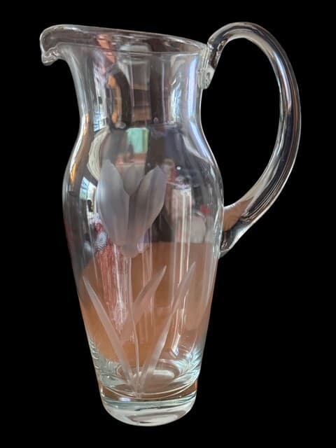 Frosted Tulip Pitcher Crystal Clear