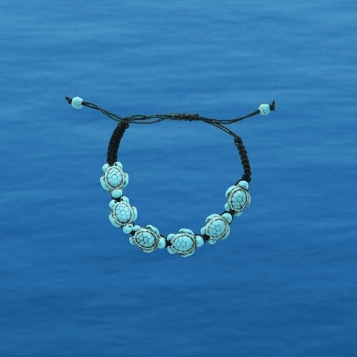 Boho Bracelet Sea Turtle Shamballa Turquoise Beads Slide Closure