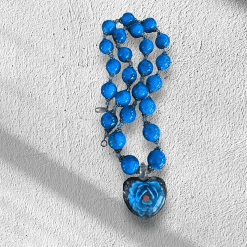 Vintage Necklace - Bracelet - Earrings Set Glass Beads