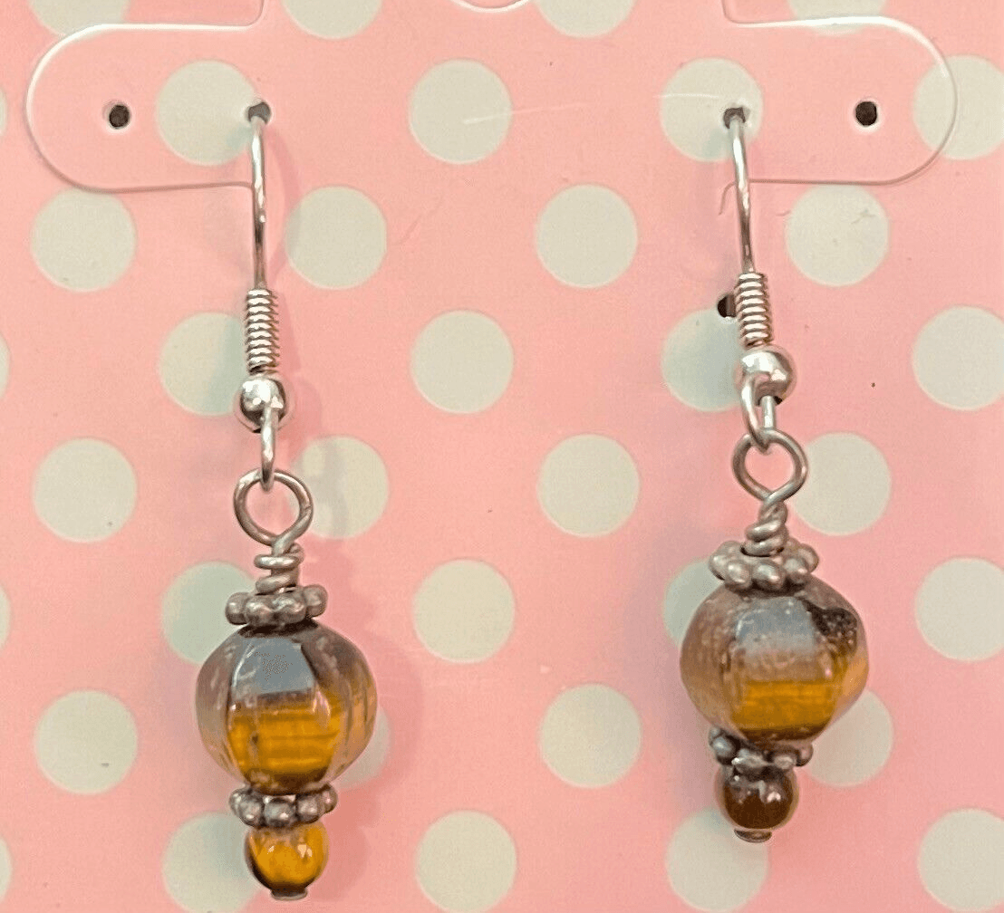 Vintage Tiger Eye Beads Earrings