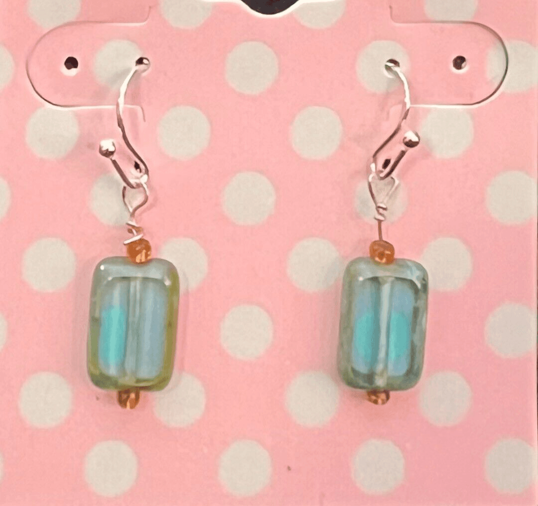 Vintage Earrings Faux Stones Light Turquoise