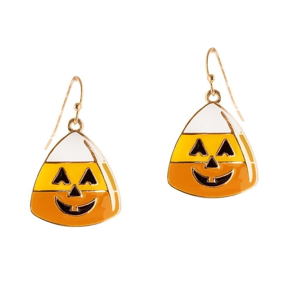 Vintage Style Funny Cute Halloween Candy Corn GoldTone Jewelry Earring