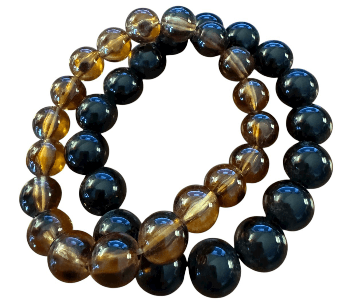 Vintage 8" Stretch Fashion Bracelet 1 Black & 1 Amber