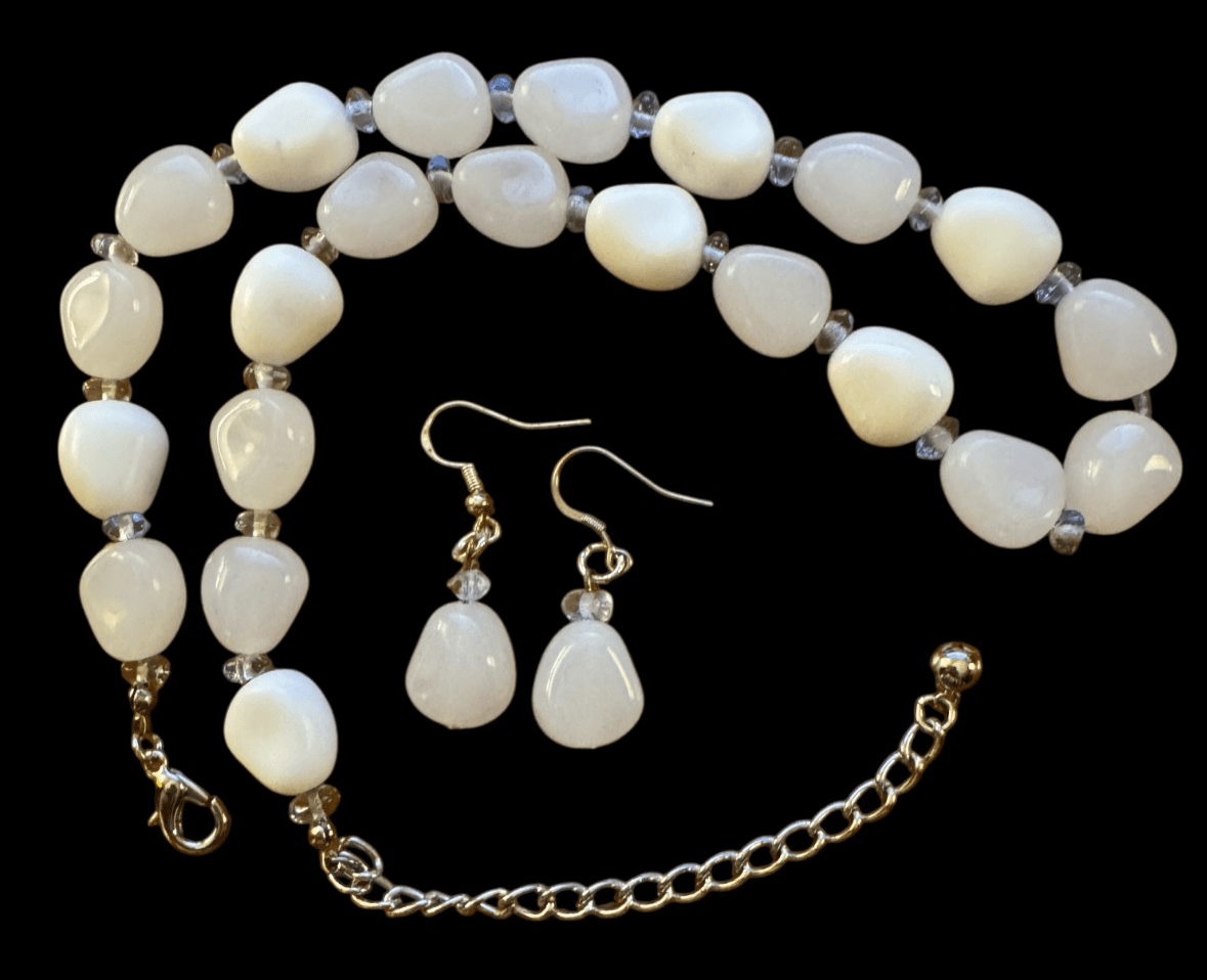 Vintage Silvertone Multi White (Moon) Stones w/ Matching Earrings