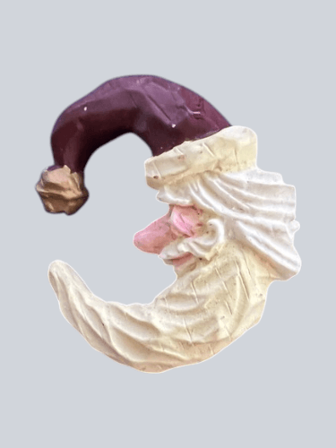 Christmas Carved Resin Santa Claus in the MOON Holiday Pin