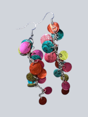 Vintage 60's Style Multi Color Earrings 3.5" Drop