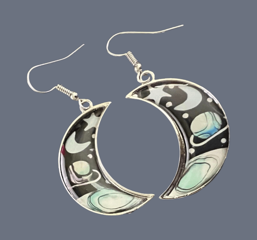 Silvertone Crescent Moon Statement Dangle 1.25"