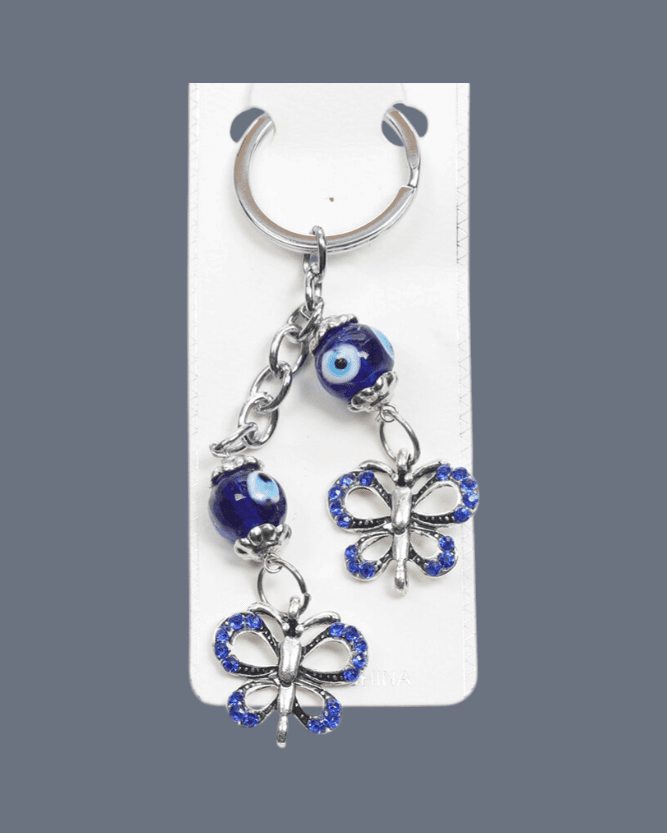 Key Chain Evil Eye with 2 Butterflys