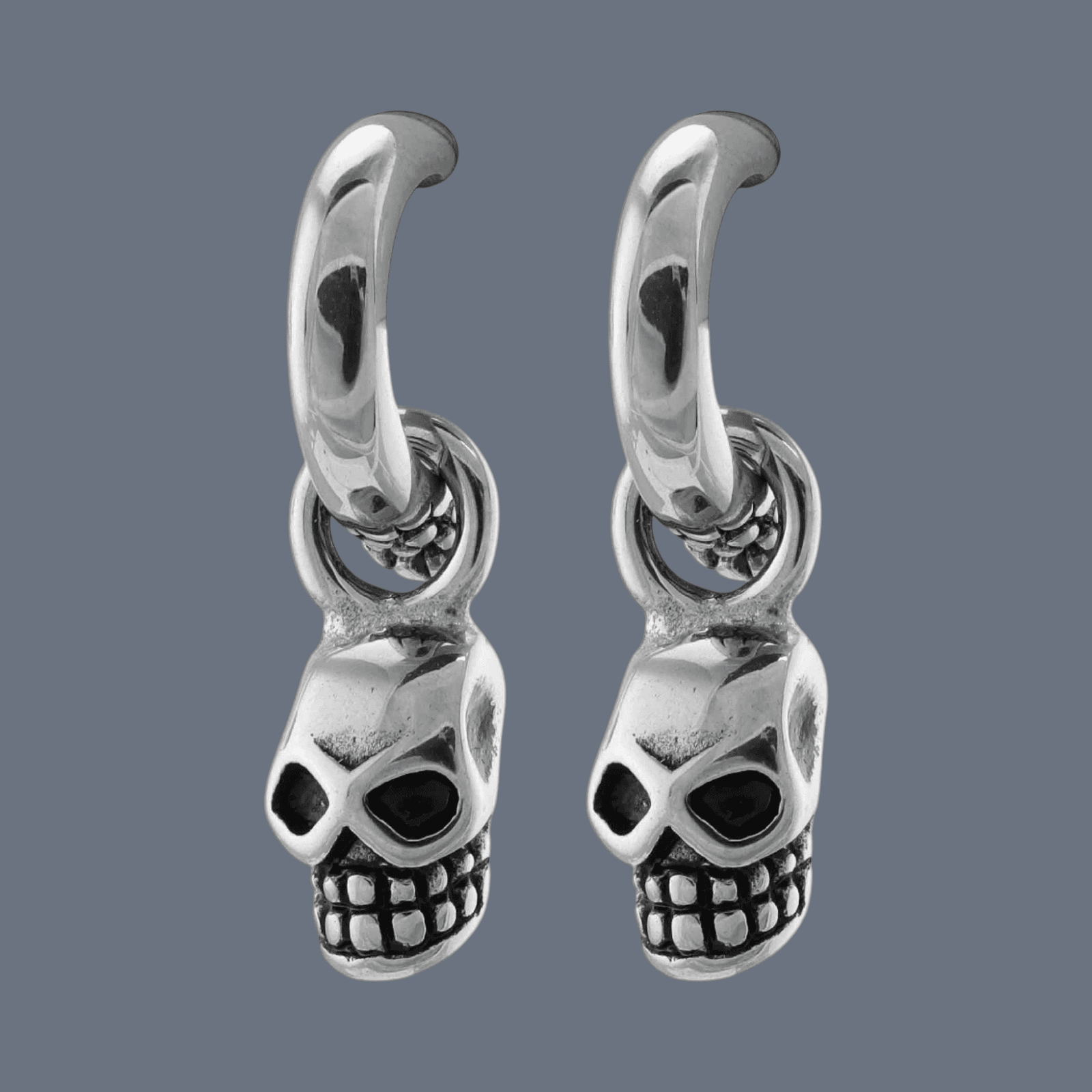 Stainless Steel Dangle Skull Earrings